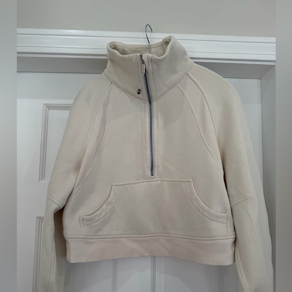 lululemon athletica Cream Half-Zip Sweatshirt. Scuba funnel neck cropped. - Picture 1 of 5